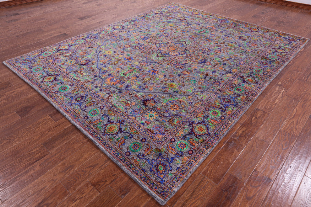 7' 11" X 10' 2" Wool & Silk Handmade Persian Heriz Serapi Rug - Q15575