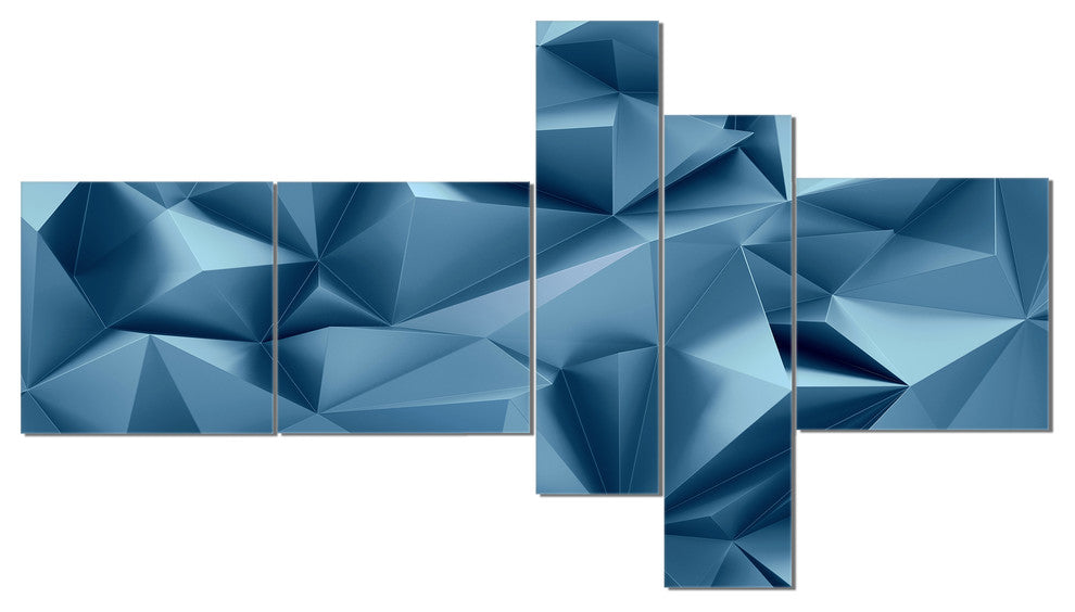 3D Abstract Geometric Background, Abstract Canvas Wall Art, 60"x32", 5 panels