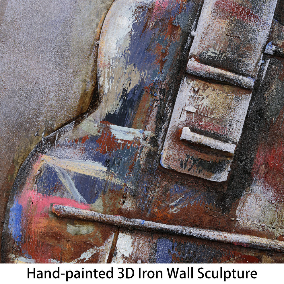 "Electric Guitar" Primo Mixed Media Hand Painted 3D Metal Wall Art