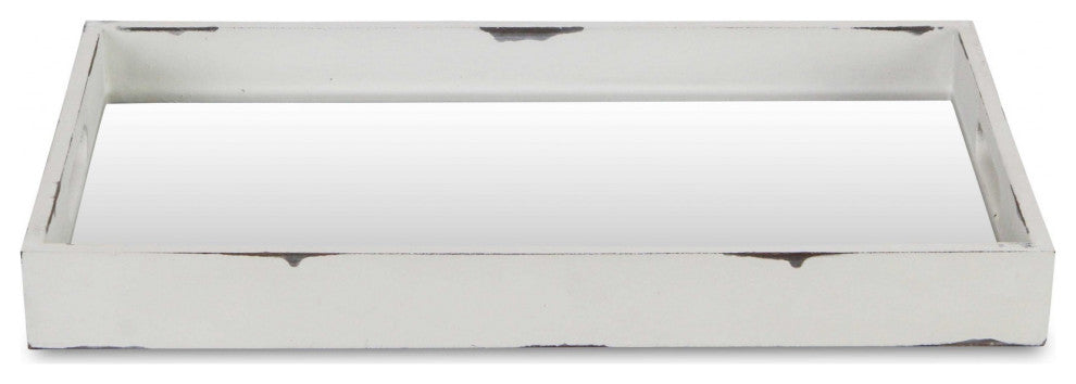 White Wooden Mirrored Serving Tray