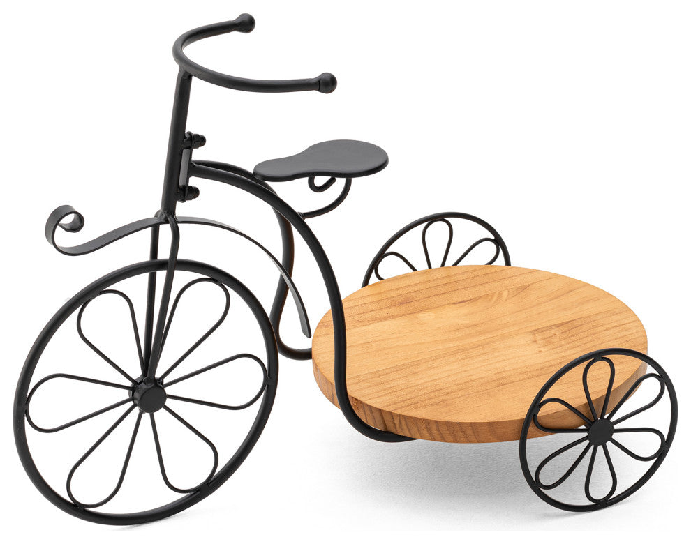 18"L Metal Tricycle Planter Stand, Black