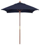 6' Square Push Lift Wood Umbrella, Sunbrella, Navy