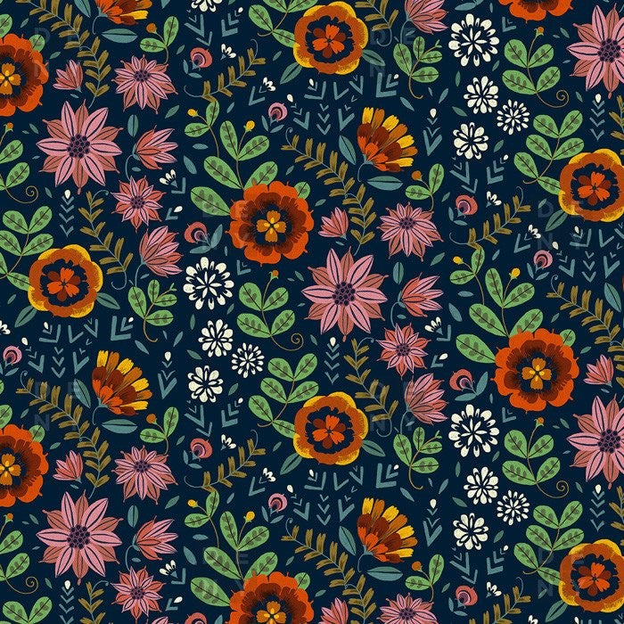 Pimlada Phuapradit Midnight Bloom 1 Shower Curtain, 72"x69"