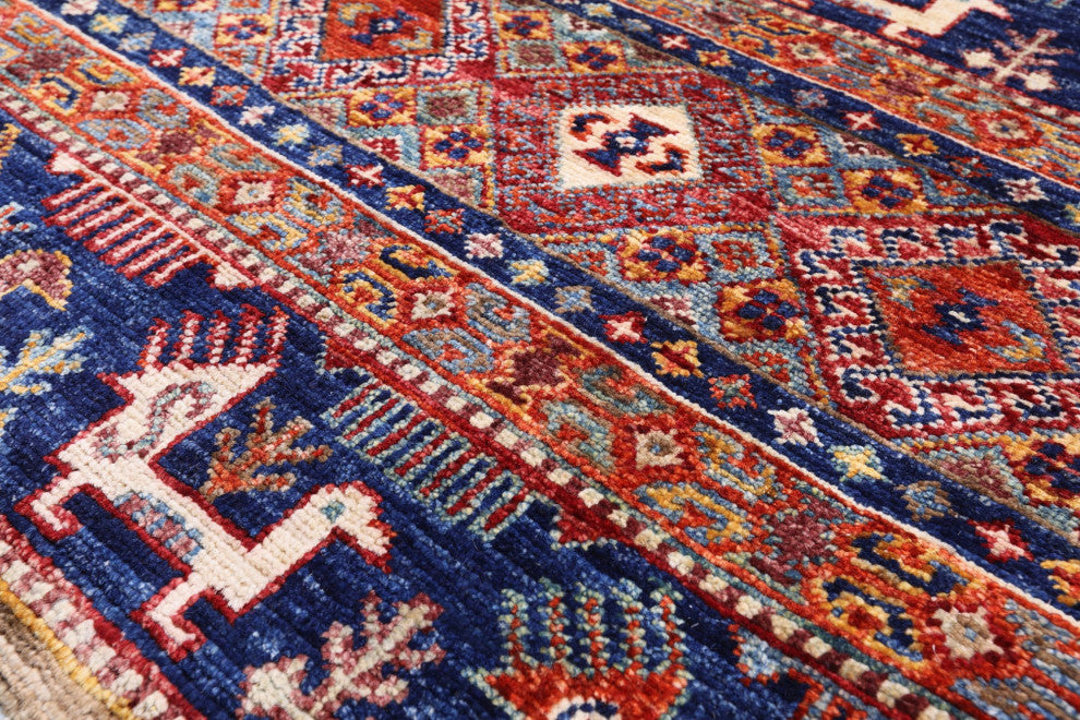 Persian Gabbeh Tribal Hand Knotted Rug 4' 8" X 6' 8" Q8033