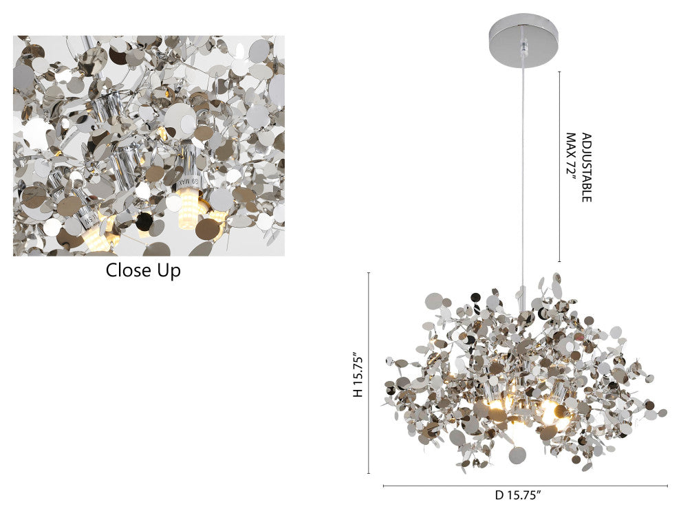 Bethel International Dls108C15S 3-Light Pendant, Chrome