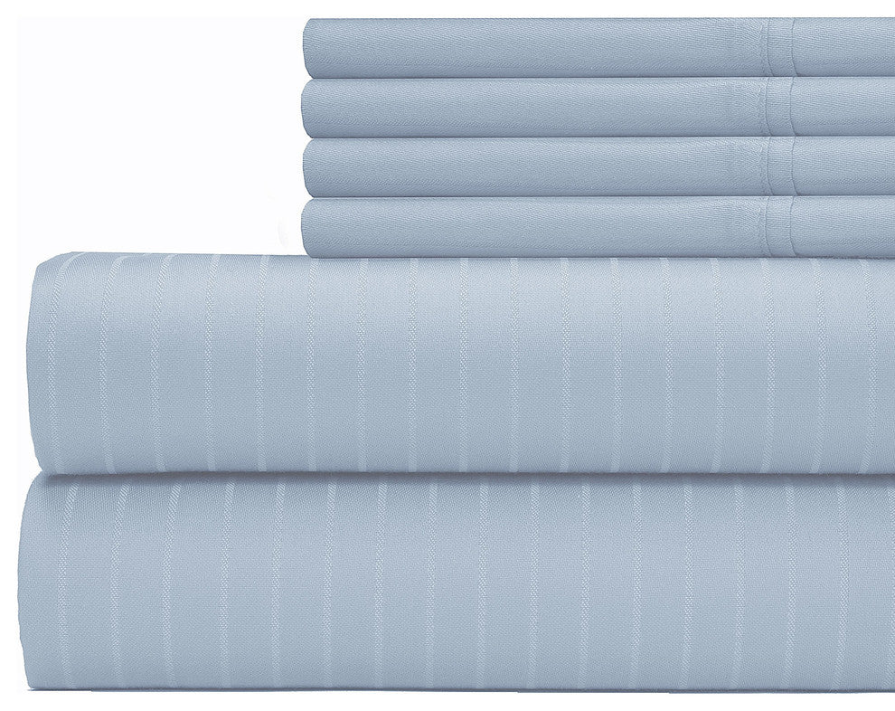 Stripe 700 Thread Count Premier 6-Piece Sheet Set, Blue, King