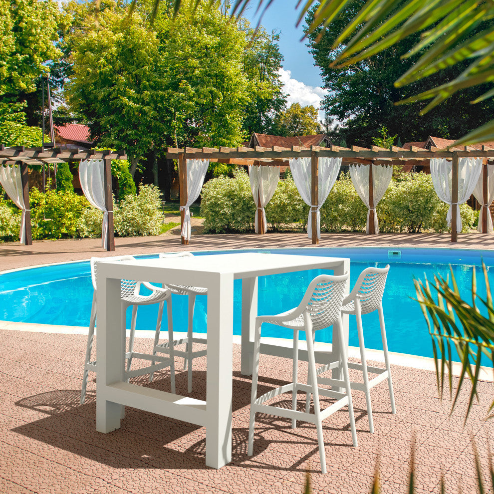 Vegas Air 5-Piece Bar Set With 39"-55" Extendable White