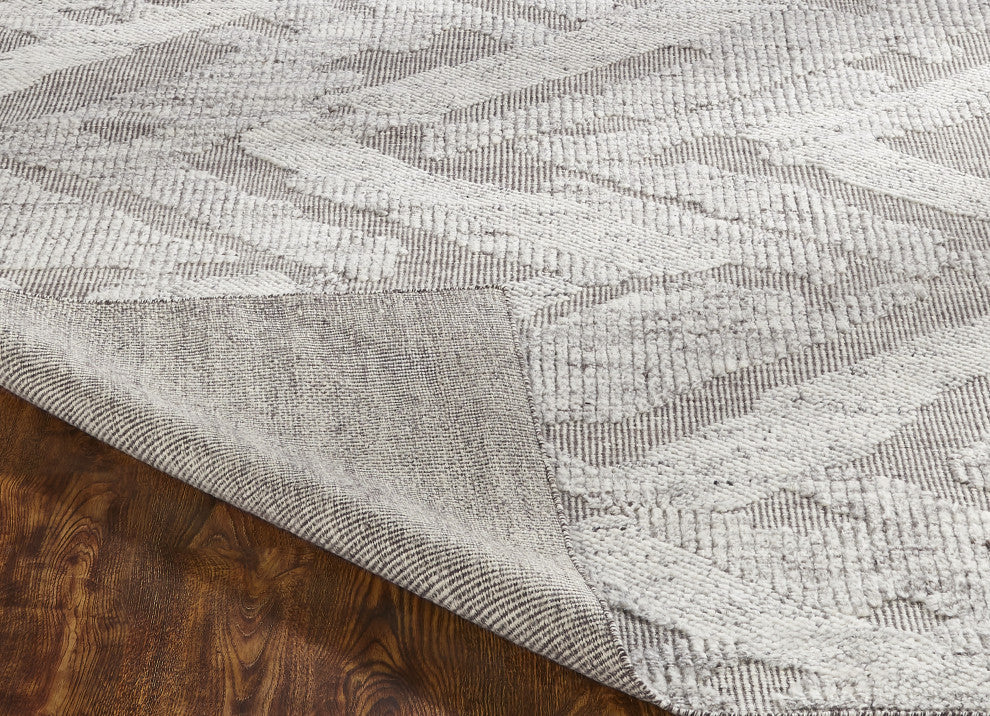 Ivory Contemporary Geometric Transitional High-Low Area Rug