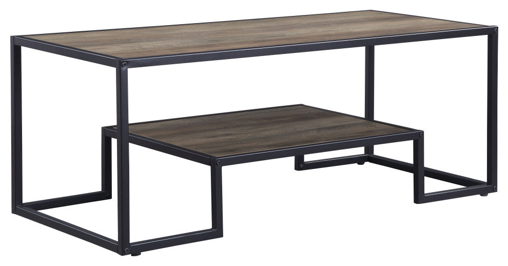 ACME Idella Coffee Table, Rustic Oak and Black