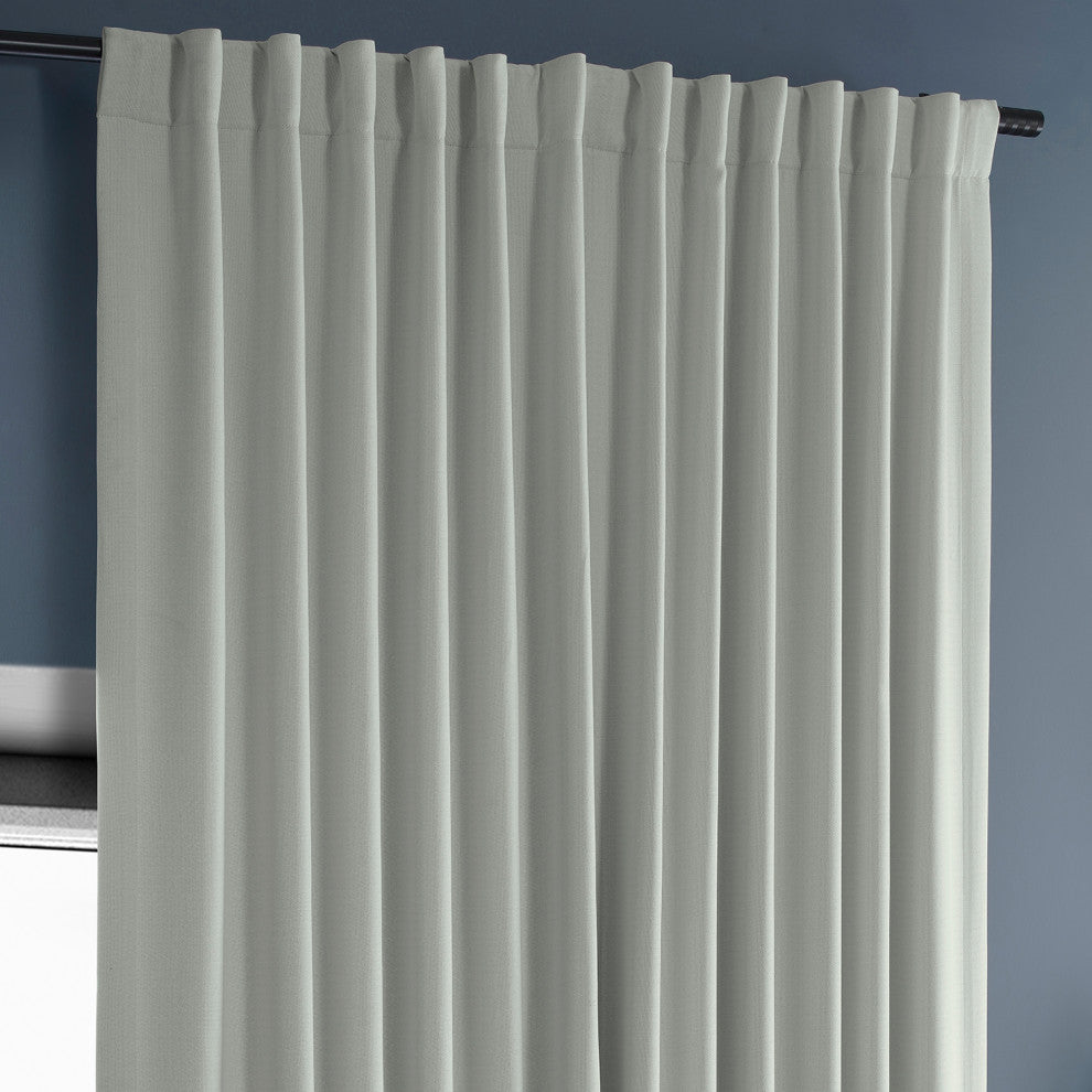 Faux Linen Extra Wide Room Darkening Curtain Single Panel, Oyster, 100"x108"