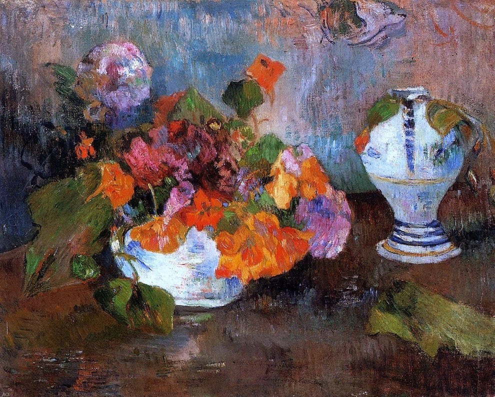Paul Gauguin Vase of Nasturtiums Premium Canvas Print
