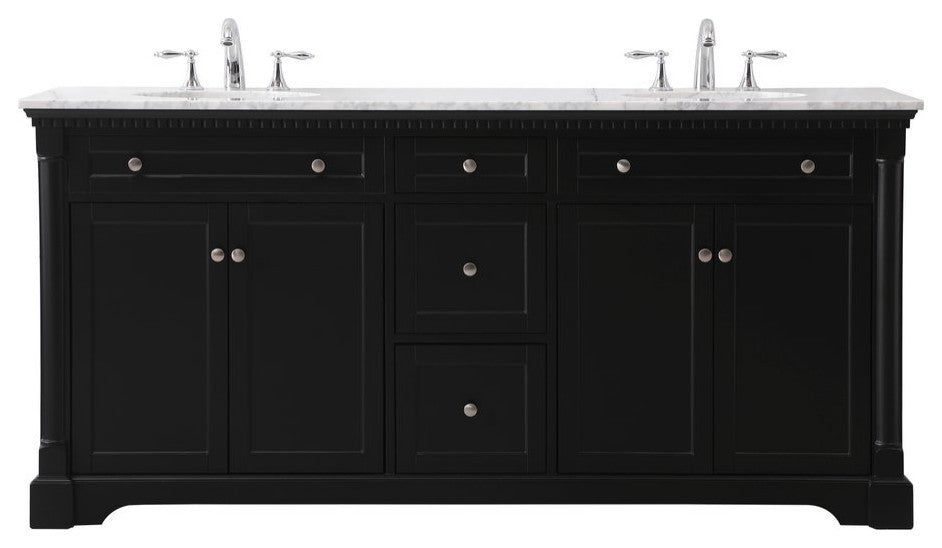 Home Living 21.5" Transitional Black-Light Bathroom Vanity, Black, 72