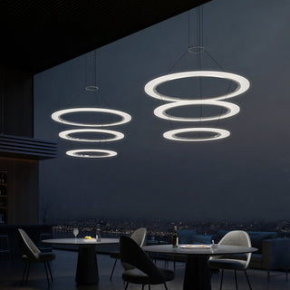 Sonneman 2076 Arctic Rings 3 Light 37"W LED Ring Chandelier - Bright Satin