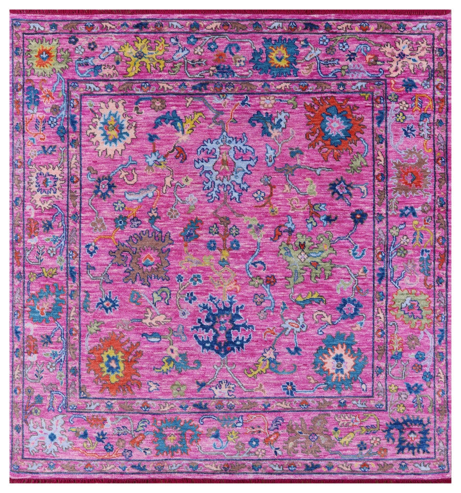 8' Square Turkish Oushak Hand Knotted Wool Rug - Q13624