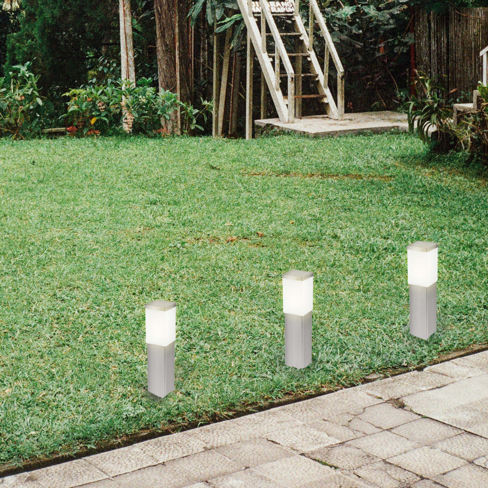 1x60W Outdoor Path Light With Stainless Steel Finish and Opal Frosted Glass