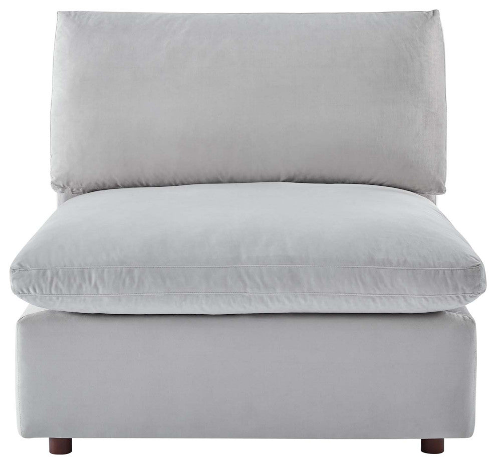 Sofa Middle Chair, Velvet, Gray, Modern, Living Lounge Hotel Hospitality