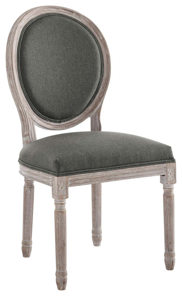 Emanate Vintage French Upholstered Fabric Dining Side Chair Natural Gray -4667