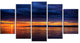 Blue Cloudy Sky and Setting Sun, Seashore Photo Canvas Print, 60"x32", 5 Panels