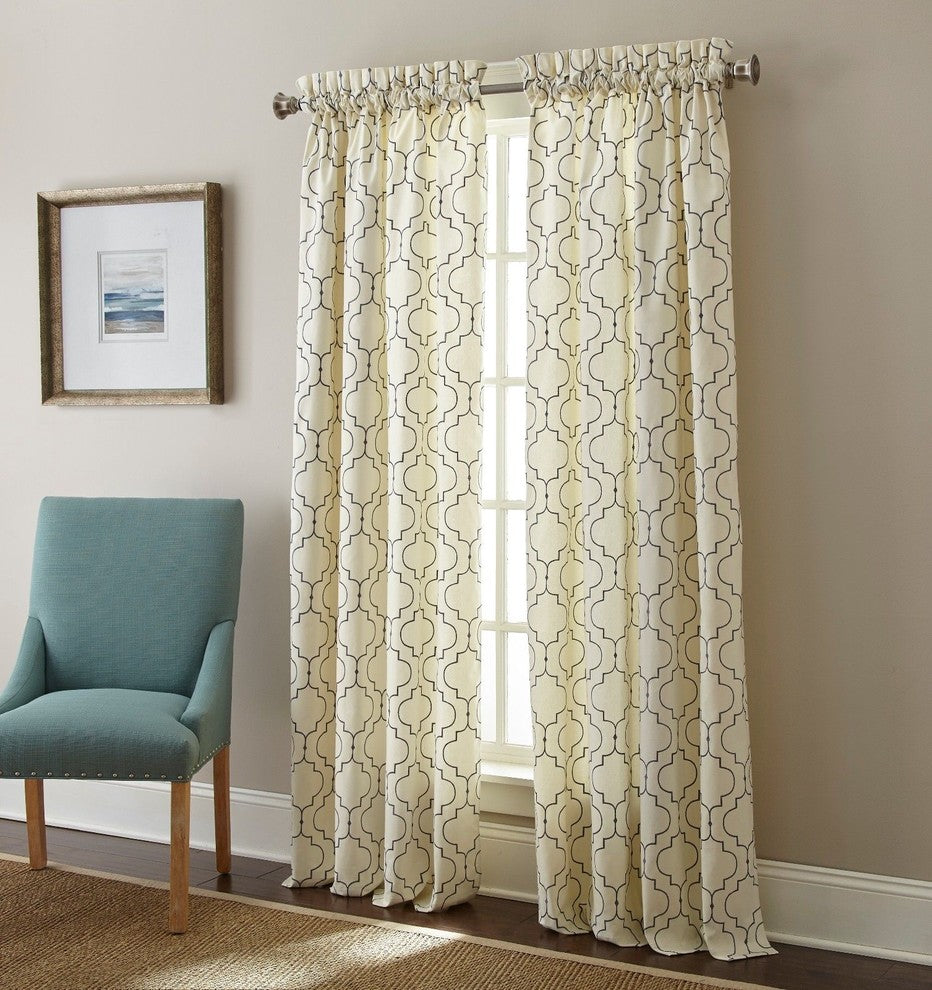 Sherry Kline 63" Hampton Embroidered Window Panel, Set Of 2, Dark Gold