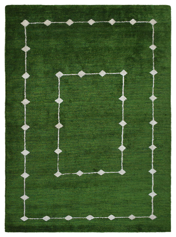 HAND KNOTTED LOOM SILK ECO-FRIENDLY AREA RUG -6'x9',Rectangle,Green,Contemporary