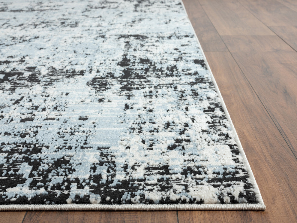 Abani Aspen Collection ASP130A Black Blue Abstract Area Rug