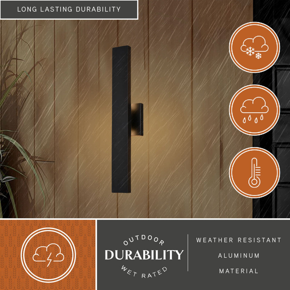 Owen Aluminum 1-Light Backlit LED Matte Black Indoor Outdoor Wall Light