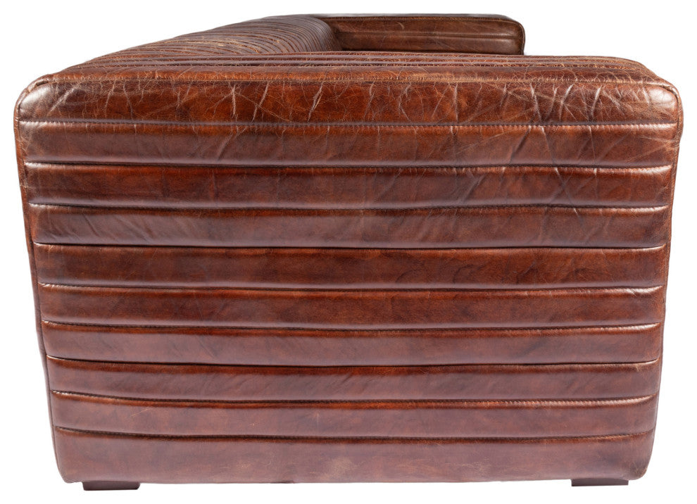 First of A Kind Castle Sofa Cappuccino Brown Leather