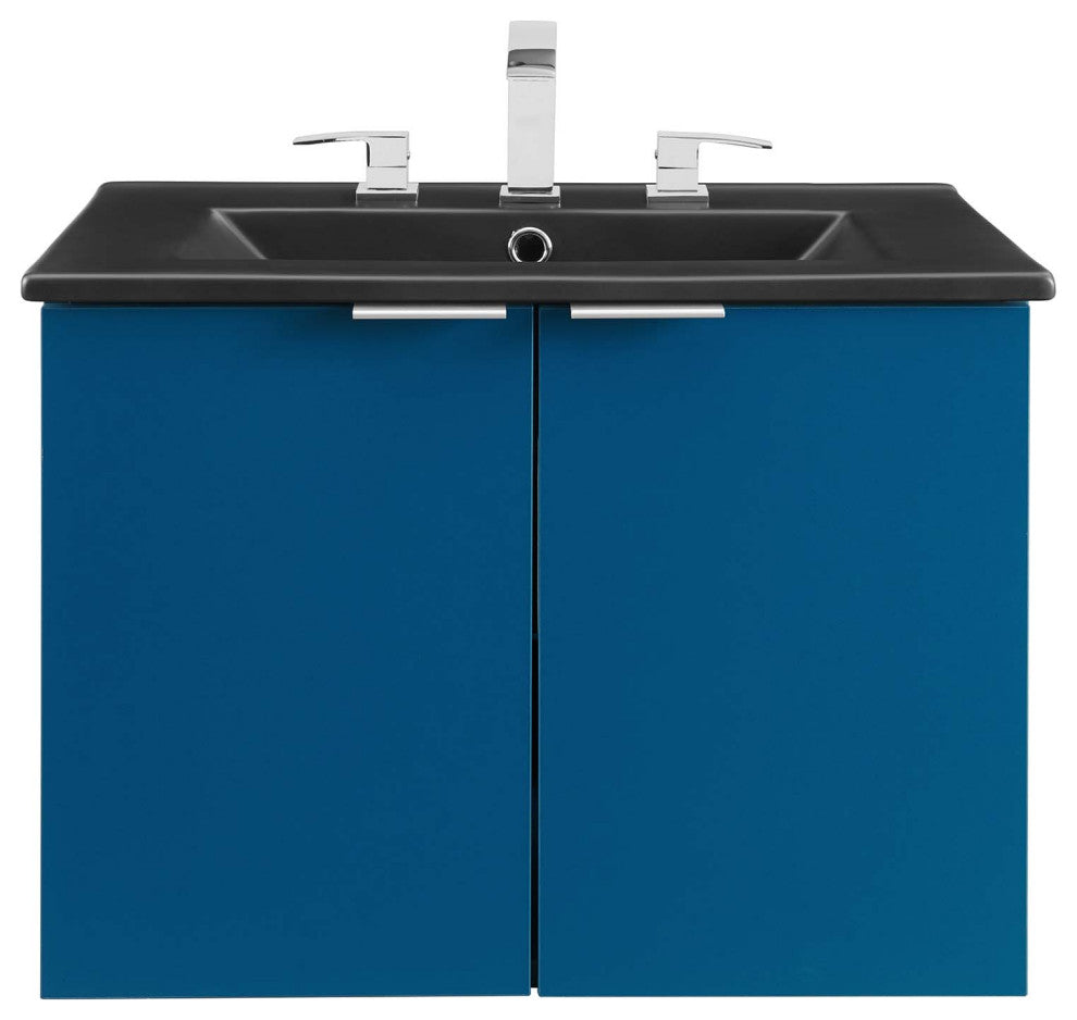 Maybelle 24" Wall-Mount Bathroom Vanity Navy Black -5370
