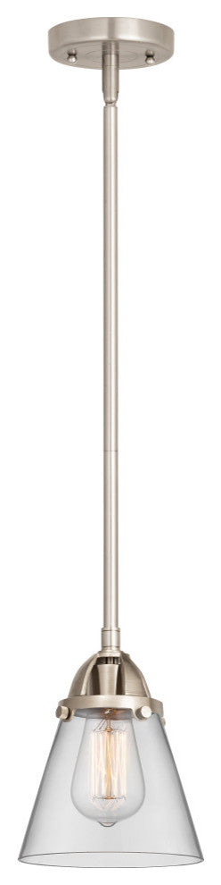 Small Cone Mini Pendant, Brushed Satin Nickel, Clear, Clear