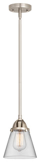 Small Cone Mini Pendant, Brushed Satin Nickel, Clear, Clear