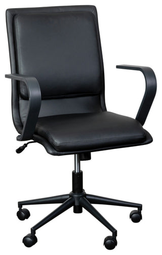 James Mid-Back Executive Upholstered Office Chair with Arms, Black/Black