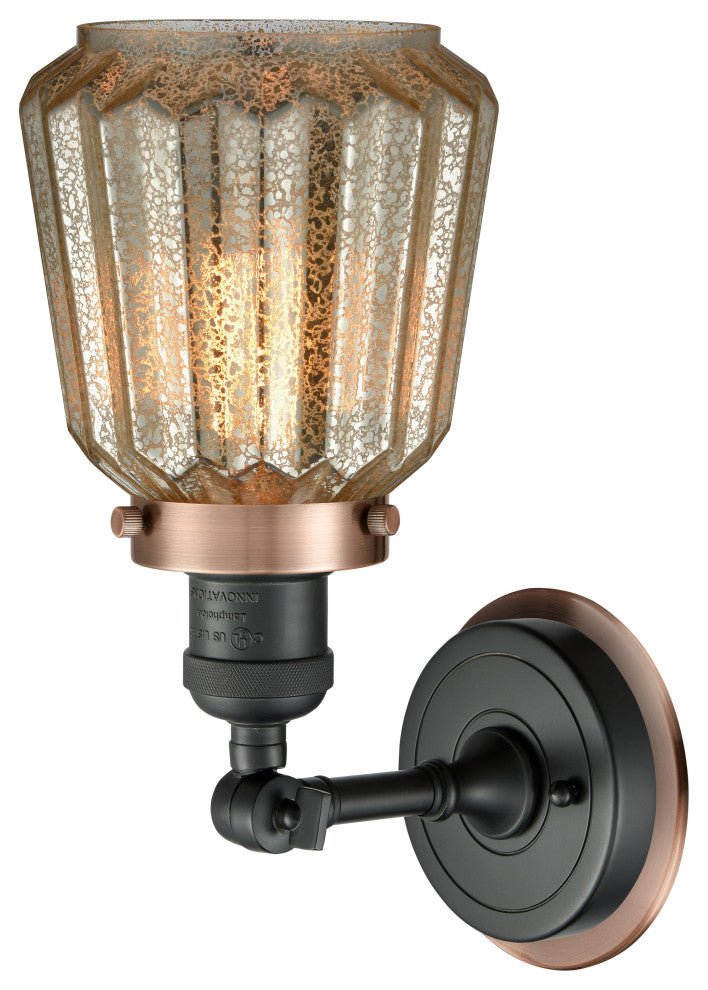 INNOVATIONS LIGHTING 203BK-BPAC-HRAC-G146 Chatham 1 Light Mixed Metals Sconce