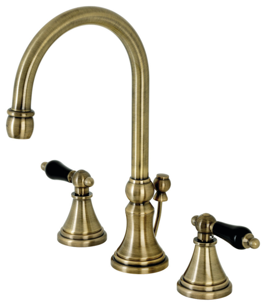 KS2983PKL Widespread Bathroom Faucet With Brass Pop-Up, Antique Brass