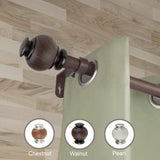 Alysia 1" Diameter Curtain Rod, Dark Walnut, 120-170"