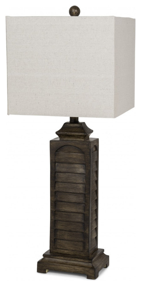 Set of 2 Brown Slatted Table Lamps With Square Shade