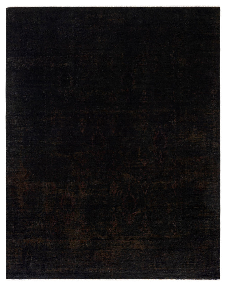 Overdyed One-of-a-Kind Hand-Knotted Area Rug Black, 8' 1" x 10' 1"