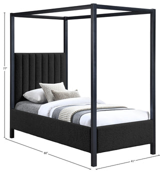 Kelly Boucle Fabric Upholstered Bed, Black, Twin