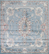 Light Blue Floral Medallion Transitional Turkish Rug Oriental Carpet 10x10