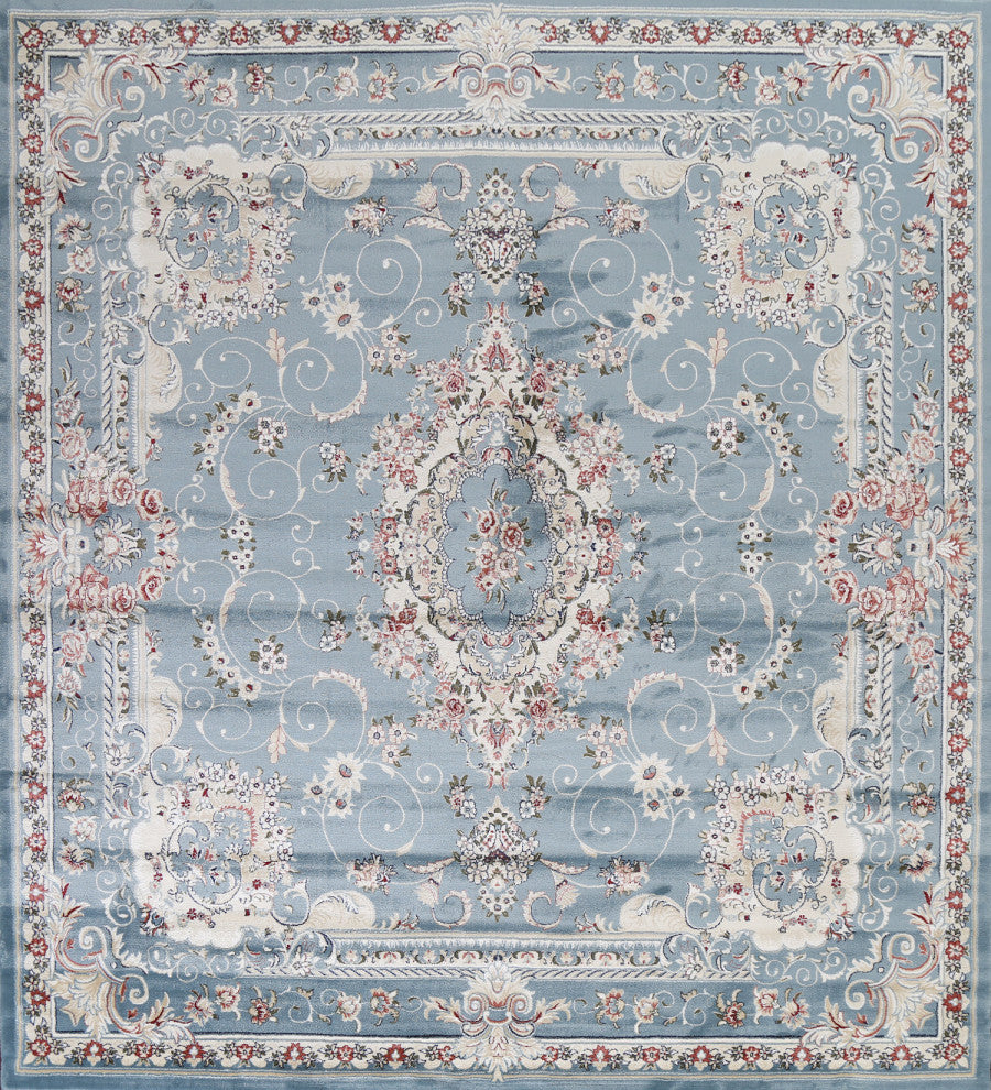 Light Blue Floral Medallion Transitional Turkish Rug Oriental Carpet 10x10