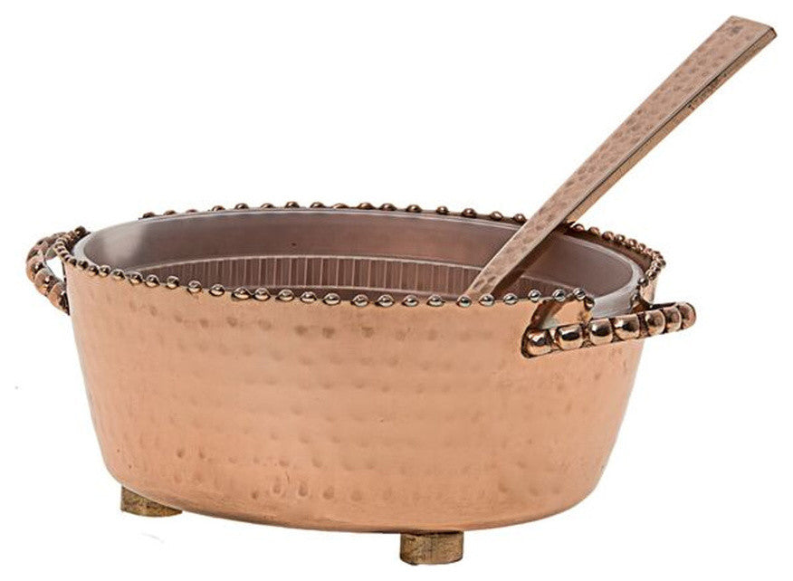 Small Dip Container Holder With Spoon, Copper