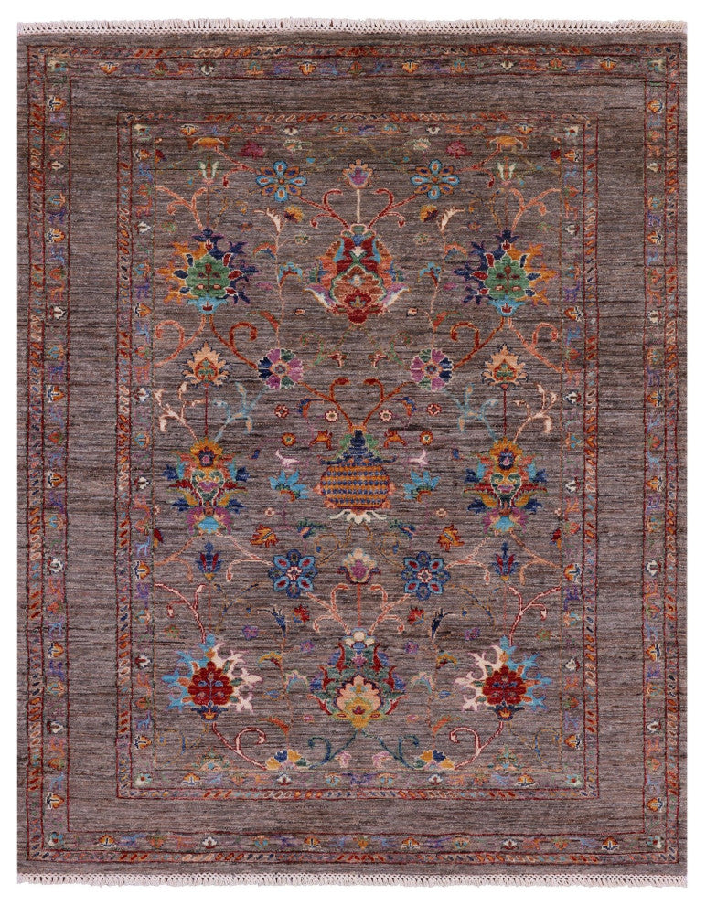 5' 2" X 6' 5" Hand Knotted Persian Tabriz Wool Rug Q9966