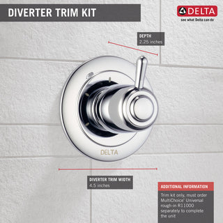 Delta 3-Setting 2-Port Diverter Trim, Chrome, T11800