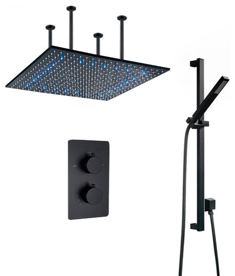 Biella 24" LED Rainfall Thermostatic Shower System With Hand Shower