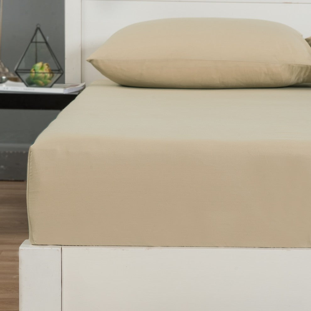 Luxury Gallery of Roses Soft Fitted Sheet Set with Pillowcases Neutral Beige Tan