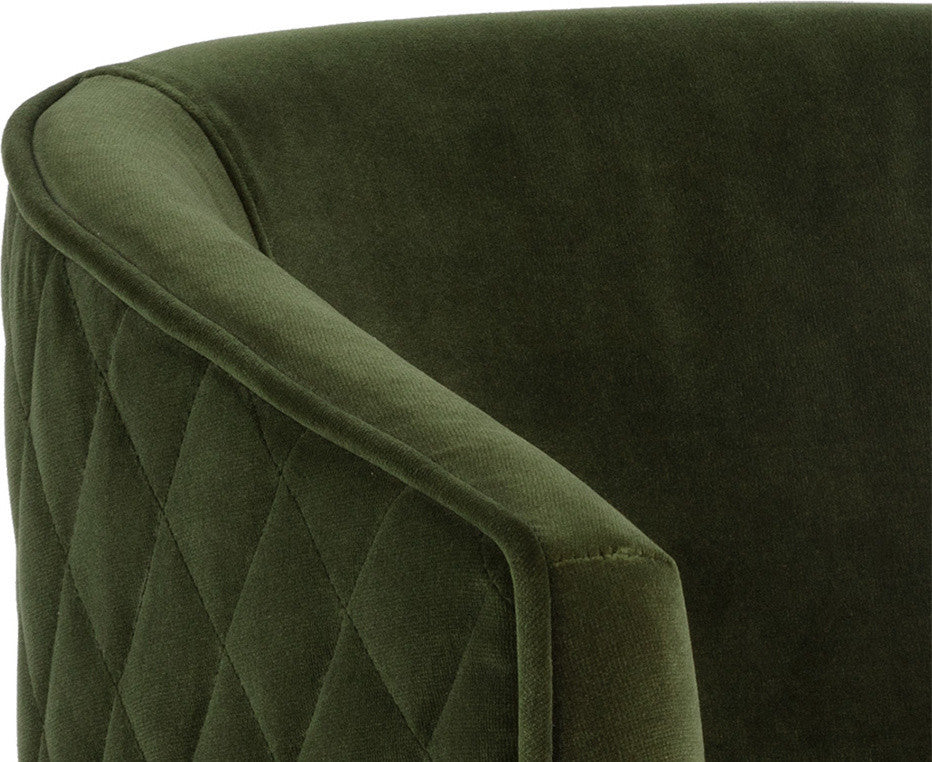 Cornella Dining Chair, Antique Brass, Green