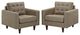 Modern Oatmeal Empress Armchair Upholstered Set of 2