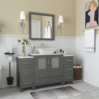 Vanity Art Vanity Set With Vessel Sink, Gray, 54", Standard Mirror