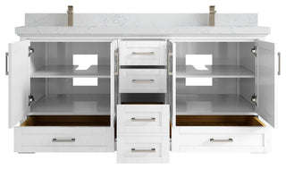 Boston 72 Double Sink Bath Vanity in White 2" Empira Quartz