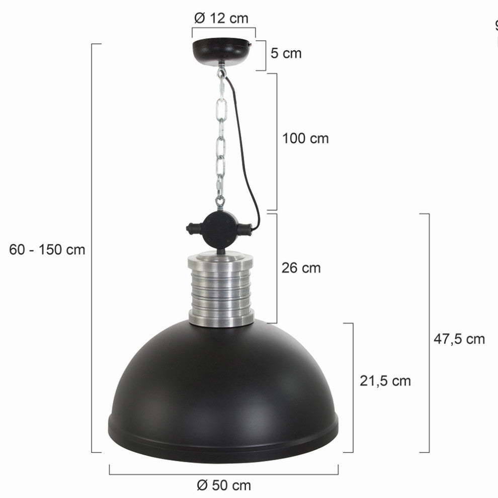 Brooklyn Series Metal Open Bottom Hanging Pendant Ceiling Light, Black