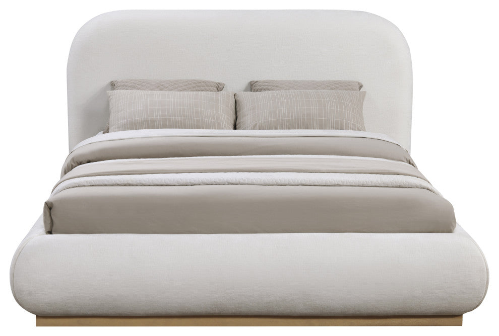 Vaughn Bed, Cream, King, Chenille Fabric, Natural Finish